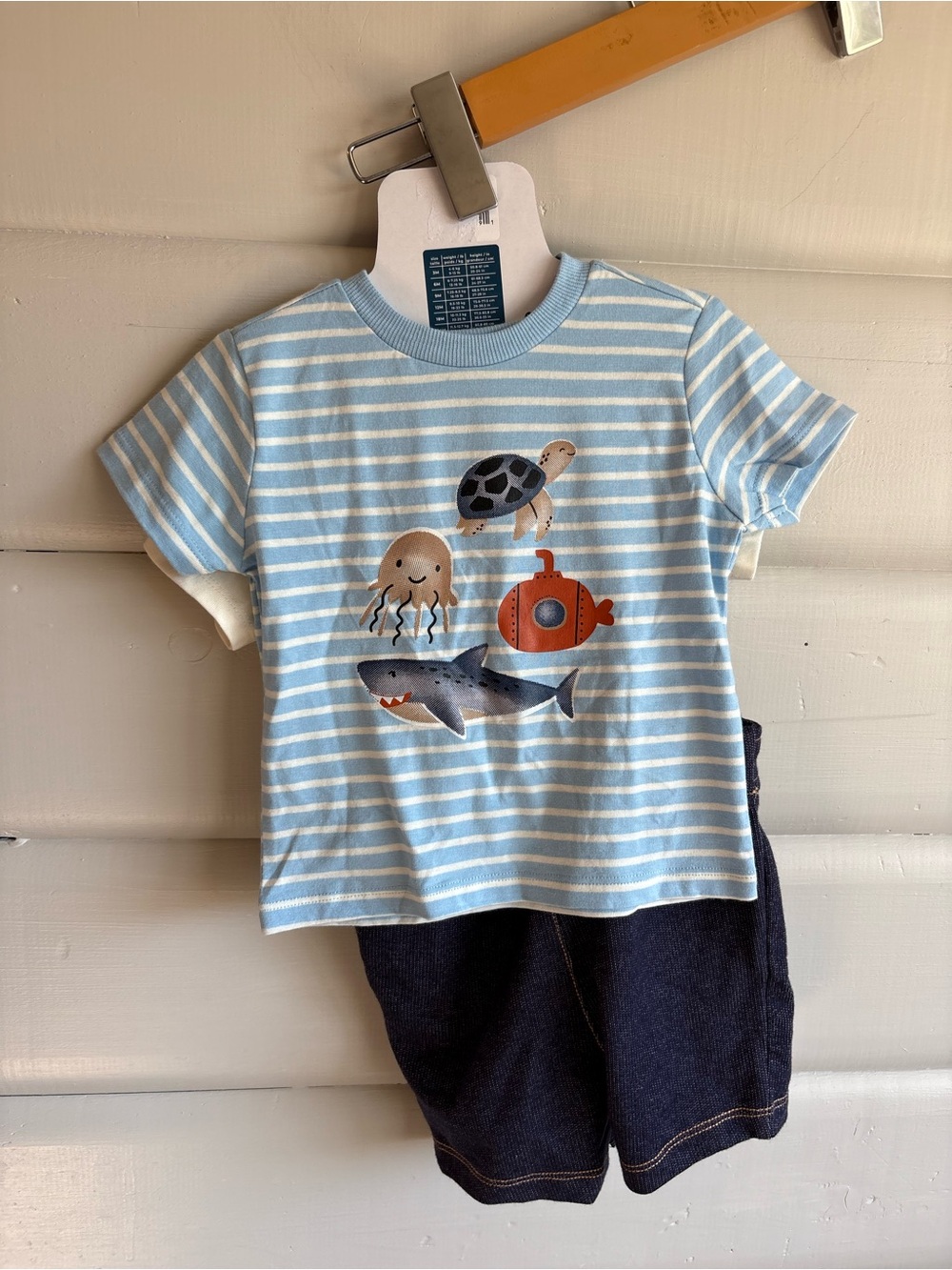 NWT Pekkle 3-Piece Ocean Crab Overall Outfit Set 9M Baby Boy